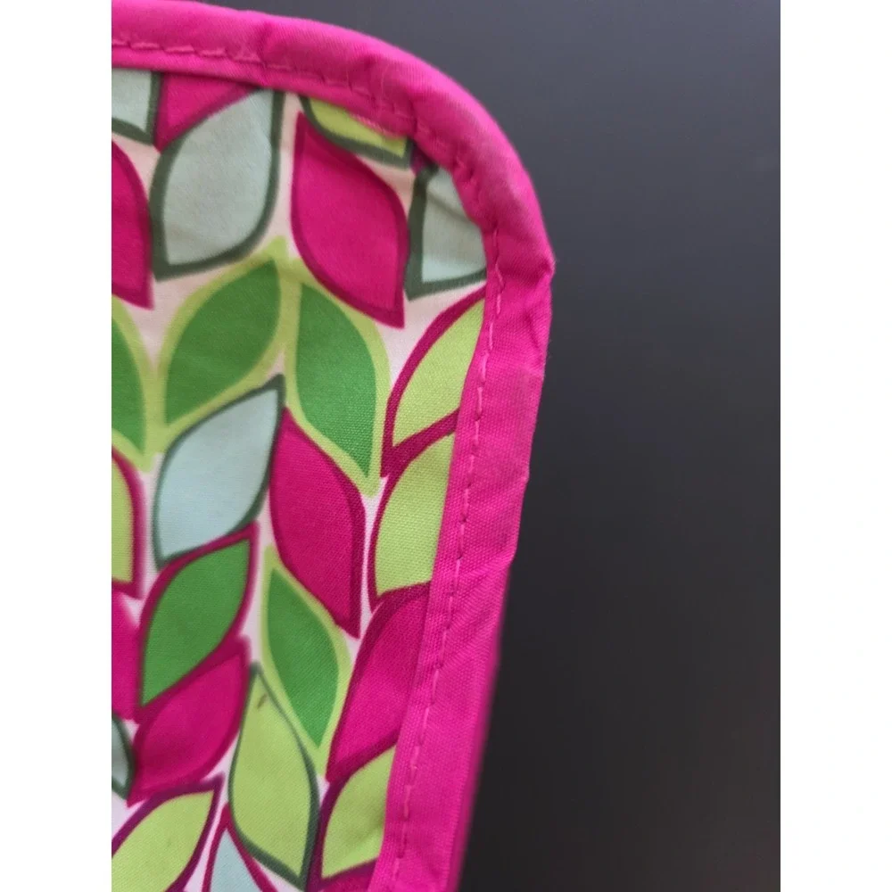 Y2K  Trina Turk for Clinique makeup cosmetic bag Pink Blue Green Leaf Design Zip